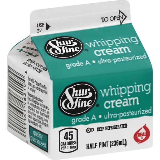Shurfresh Ultra Pasteurized Whipping Cream 5 Pt Carton Half Half Champagne S Supermarket