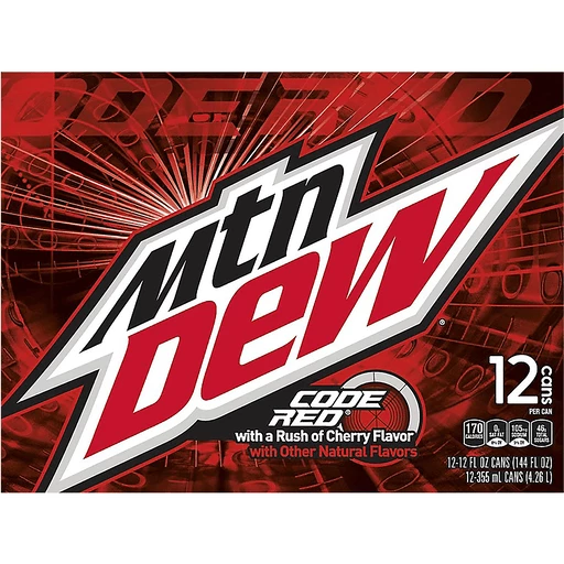 Mtn Dew Code Red Soda Cherry 12 Fl Oz 12 Count Beverages Fairplay Foods