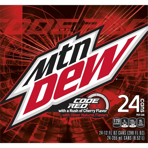 Mtn Dew Soda Code Red 24 Pack Soft Drinks Foodtown
