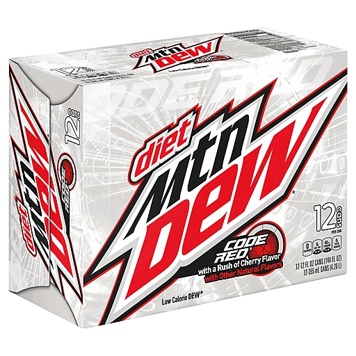 Diet Mtn Dew Code Red With A Rush Of Cherry Flavor 12 Fl Oz 12 Count Can Root Beer Cream Soda Riesbeck