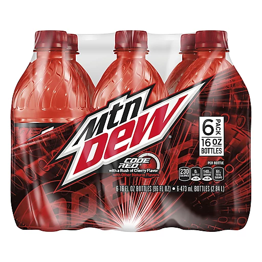 Mtn Dew Code Red With A Rush Of Cherry Flavor 16 Fl Oz 6 Count Bottle Beverages Price Cutter