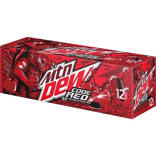 Mountain Dew Soda, Code Red, 12 Pack 12 Ounce | Drinks | Brooklyn Harvest Markets