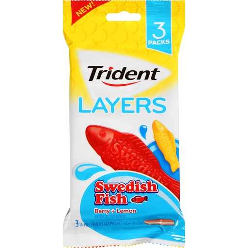 Trident Layers Gum, Sugar Free, Swedish Fish Berry + Lemon, Shop