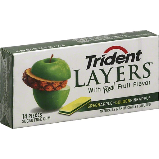 Trident Layers Green Apple Golden Pineapple Sugar Free Gum 14 Ct Pack Chewing Gum Festival Foods Shopping