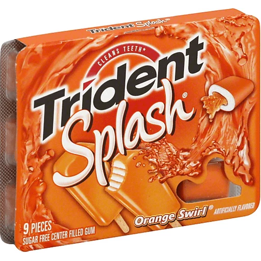 Trident Splash Orange Swirl Sugar Free Gum 9 Ct Pack Chewing Gum Riesbeck
