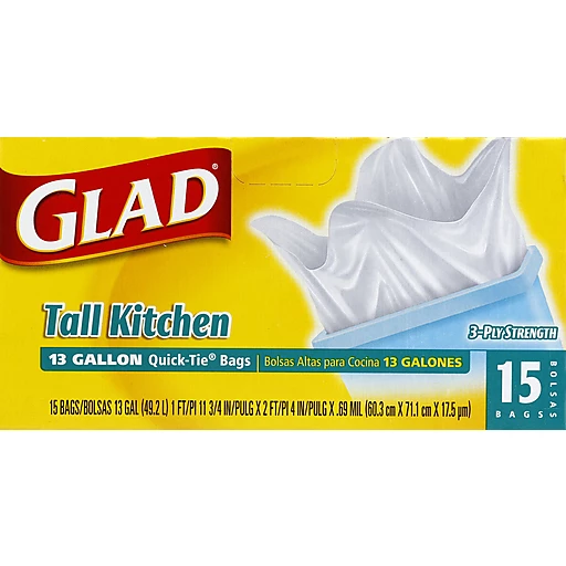 Glad® Tall Kitchen Quick Tie® Trash Bags 13 Gallon White Trash Bag