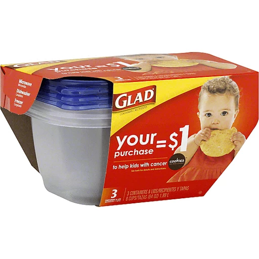 Gladware Mini Round (8) 1/2 cup 4 oz. Containers & Lids, Glad Lock