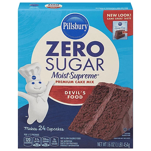 Pillsbury Cake Mix, Zero Sugar, Premium, Devil's Food 16 Oz | Cake Mixes | Market