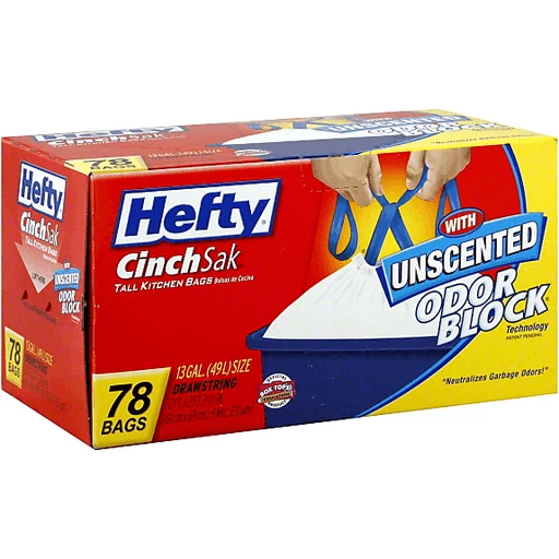 Hefty The Gripper Tall Kitchen Bags, Drawstring, Unscented, 13