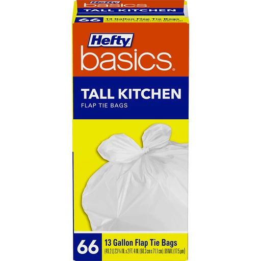 Hefty Hefty Basics 13 Gallon Tall Kitchen Flap-Tie Bags 108 ct Box