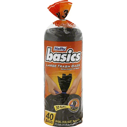 Hefty® Basics® 30 gal. Twist Tie Large Trash Bags 40 ct Bag, Plastic Bags