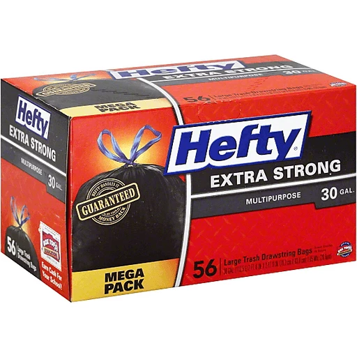 Hefty Extra Strong Multipurpose Large Trash Drawstring Bags Mega Pack - 56  CT, Trash Bags