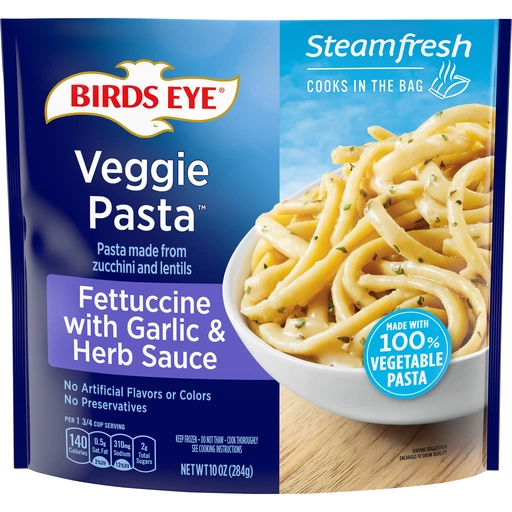 Birds Eye Steamfresh Veggie Pasta Fettucine with Garlic and Herb Sauce,  Frozen, 10 oz. | Pasta & Rice | Valli Produce - International Fresh Market