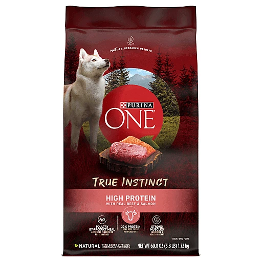 Purina One Dog Food, Natural, Protein, Real Beef & Salmon, True Adult 60.8 oz | Dog Food | Polly's Market