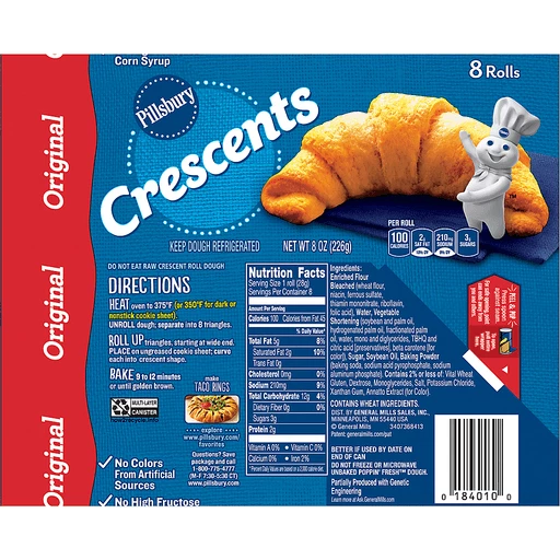 Pillsbury Crescents, Filled, Apple 8 Ea, Refrigerated Doughs & Batters