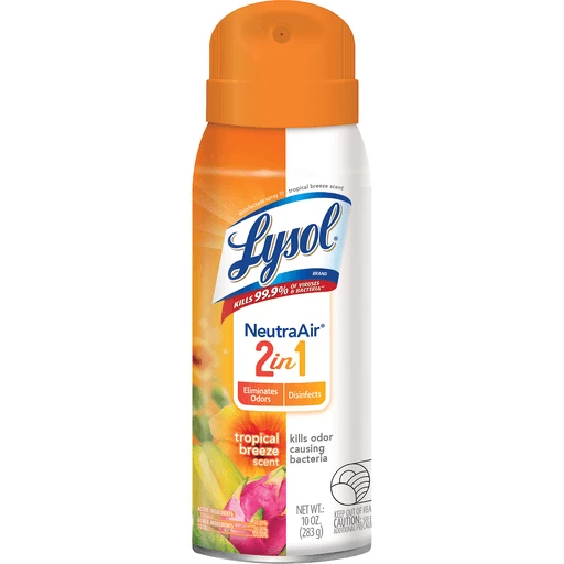 Lysol Air Disinfectant Spray, 2 In 1: Eliminates And Tropical Breeze, 10 Fl Oz. | Air Fresheners | Quality Foods