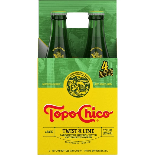 Topo Chico Sparkling Mineral Water Twist Of Lime Glass Bottles, 12 Fl Oz, 4  Pack | Flavored | Lewis Food Town