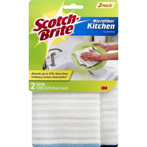 2pk Microfiber Dish Cloths with Scrubber Red - MU Kitchen