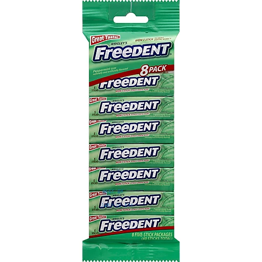 Wrigley's Freedent Peppermint, 5-Stick pack (8 Packs)
