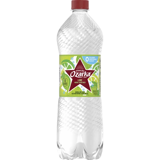 Ozarka Sparkling Water, Zesty Lime, 33.8 Oz. Bottle, Flavored