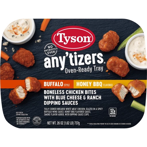 Tyson® Any'tizers® Buffalo Style & BBQ Boneless Chicken Bites in an Oven-Ready Tray (Frozen) | Chicken Nuggets & | Frick's