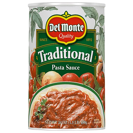 Del Monte Traditional Pasta Sauce Can 24 Oz | Tomato & Basil | Food Depot  BGreen