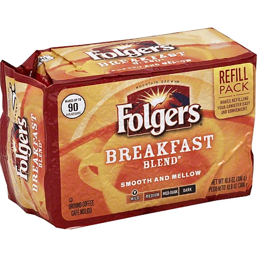 Folgers Breakfast Blend Mild Refill Pack Ground Coffee 10.8 Brick | Ground | Wade's Piggly Wiggly