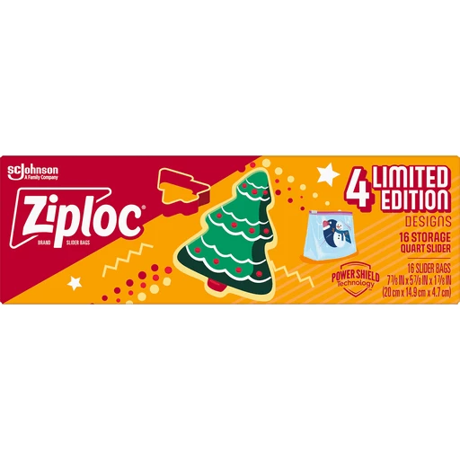 Ziploc® Brand Slider Storage Bags Holiday, Quart, 16 Count