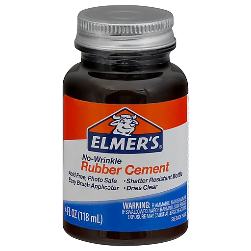 Elmers No Wrinkle Rubber Cement 4 Oz, Adhesives