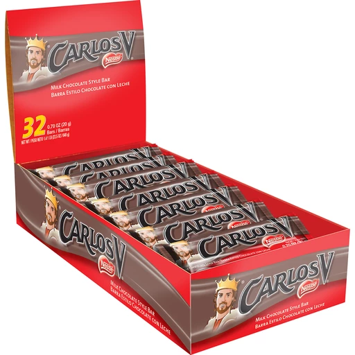 Nestle Carlos V Milk Chocolate Style Bar 32 Ct Box, Chocolate