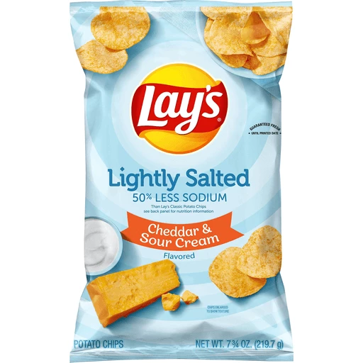Lay's Lightly Salted Potato Chips Cheddar & Sour Cream Flavored 7 Oz | | Superlo Foods