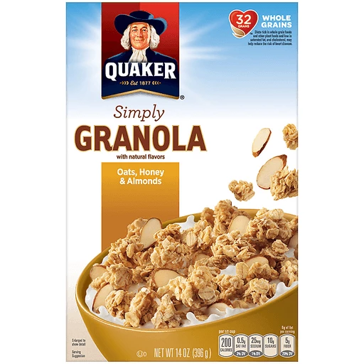 Quaker Natural Cereal Oats & Honey Granola 14 Oz Box, Cereal