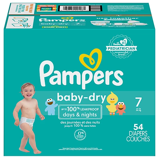 Pampers Diapers, Size 7 (41+ lb), Super Pack 54 ea, Shop