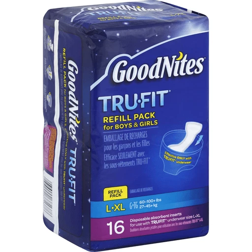 GoodNites Underwear Inserts, Disposable Absorbent, Underwear Size L-XL  (60-100+ lbs), Refill Pack, Diapers & Training Pants