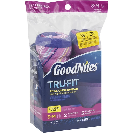 GoodNites Tru-Fit Starter Pack, for Girls, S-M (38-65 lbs), Diapers &  Training Pants