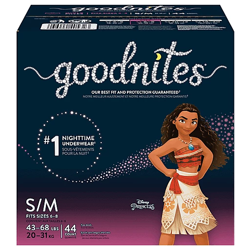 Good Nites Underwear, Nighttime, Disney Princess, S/M (43 68 Lbs