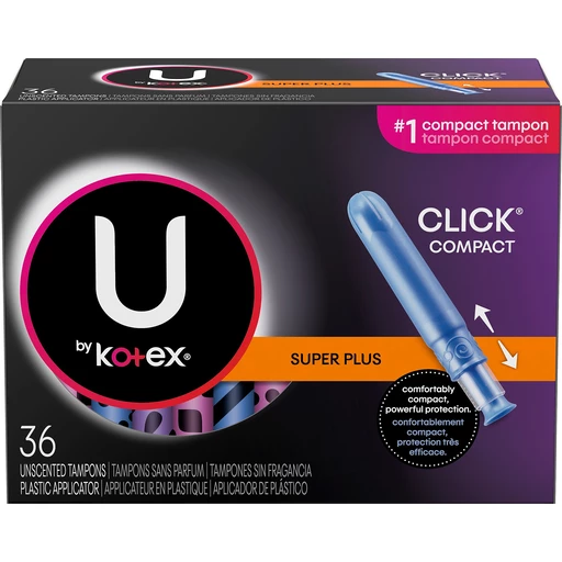 Brandmand Opmærksomhed Spis aftensmad U By Kotex Click Compact Tampons, Plastic Applicator, Super Plus, Unscented  | Personal Care | Robert Fresh Shopping