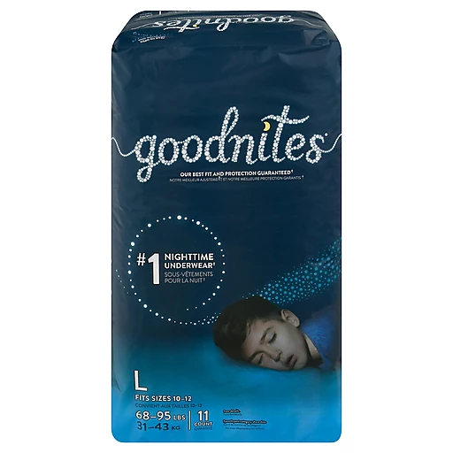 Good Nites Large (68 95 Lbs) Boys Nighttime Underwear 11 Ea