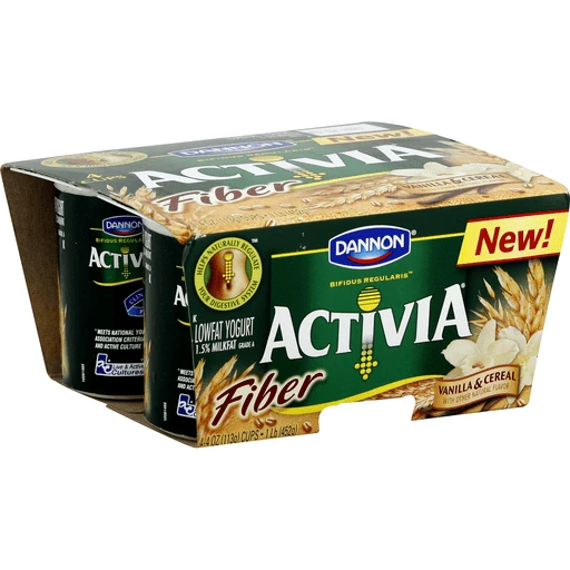 Activia Yogurt, Lowfat, Vanilla & Cereal, Yogurt