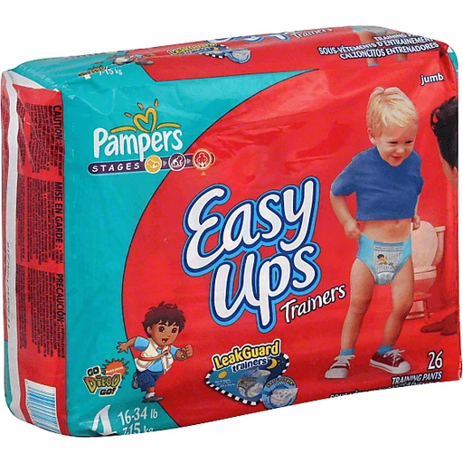 Pampers Easy Ups Boy Trainers Jumbo Pack, Size 4 S2T/3T, 26 Count