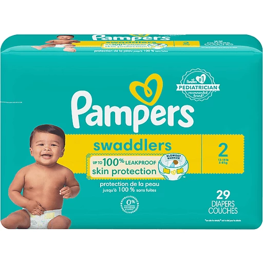 Pampers Swaddlers New Baby Diapers , 2 Jumbo | 2 Diapers | Big Y Foods