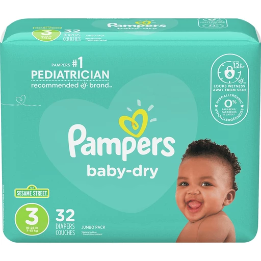 Pampers Baby-Dry Diapers, Size 3 (16-28 lb), Jumbo | Diapers & Training Pants GreenLeaf Market