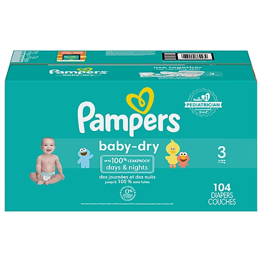 Pampers Diapers, Sesame Street, Size 3 (16-28 Day & Nights 104 ea | Diapers Training Pants | Festival