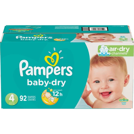 Pampers Baby-Dry Diapers, Sesame Street, Size 4 (22-37 lb), Pack | Diapers & Training Pants | Fresh Market