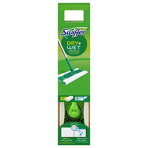 Swiffer 2 In 1, Dry And Wet Multi Surface Floor Sweeping And Starter Kit. Includes 1 Mop + 10 Refills | Tile & Wood | Family