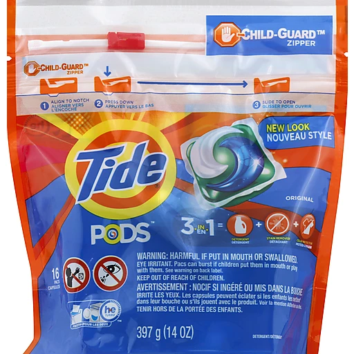 Tide Pods Original Scent He Turbo Liquid Laundry Detergent Pacs, 16 Count, Pods
