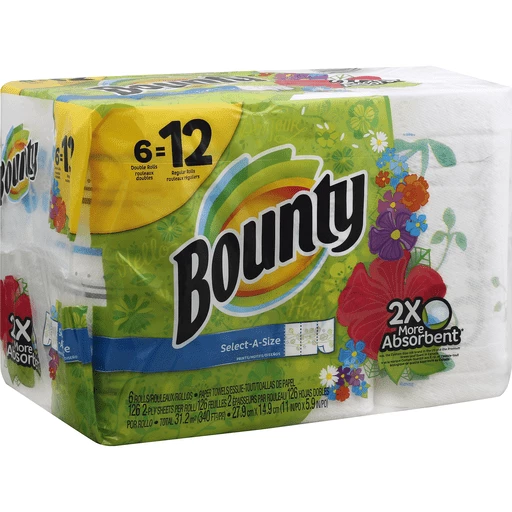 Bounty Paper Towels, Select A Size, Double Rolls, Prints, 2 Ply, Paper  Towels
