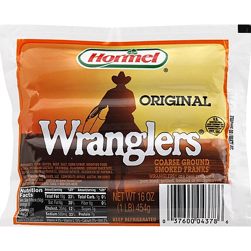 HORMEL WRANGLERS Coarse Ground Original Smoked Franks 16 OZ PACK | Packaged Hot  Dogs, Sausages & Lunch Meat | Harter House