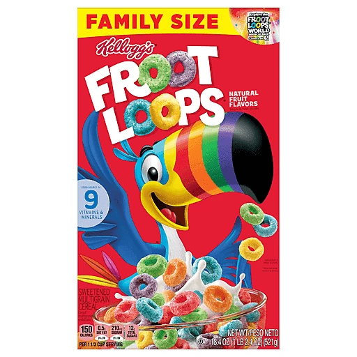 Froot Loops Cereal, Natural Fruit Flavors, Family Size 18.4 oz, Shop