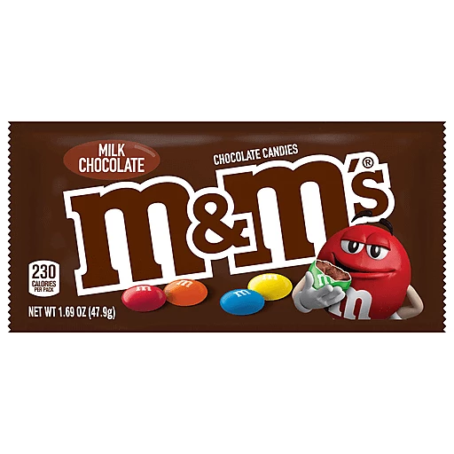M & Ms Plain Chocolate Candies, Packaged Candy